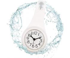 none Weiße wasserdichte Badezimmerwanduhr Neuheit Tragbare Quarzuhren mit Saug- und Aufhängungsfunktionen - Weiß