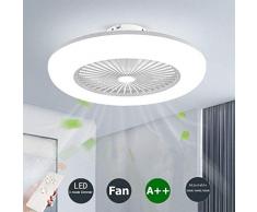 H.W.S Deckenventilator Mit Beleuchtung LED Fan Deckenleuchte Einstellbare 3 Windgeschwindigkeit Dimmbar Mit Fernbedienung 36W Moderne Für Schlafzimmer Wohnzimmer Esszimmer,Weiß