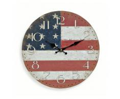levandeo Wanduhr aus Holz 29cm - Motiv: Amerika USA Flagge Fahne Stars and Stripes - Küchenuhr Uhr - Quartzuhr