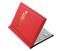 Garosa Münzalbum Sammelalbum Klassisch 250 Taschen 10 Seiten Sammlermünzen Aufbewahrung für Medaillons Abzeichen Gedenkmünze(Rot)