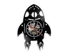 CVG Vintage Rakete Schiff Wandkunst Uhr Kinderzimmer Kinderzimmer Universum Dekor Mensch Raumfahrt Raumschiff Vinyl LP Rekord Wanduhr