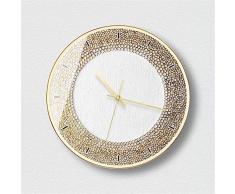 FortuneVin Wanduhr aus Aluminium mit lautlosem Sweep Uhrwerk für den Außenbereich,Badezimmerwanduhr,die Küchewanduhr,Home Office,12 Zoll@Gold A