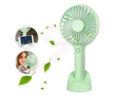 Parsion Handventilator Batteriebetrieben Mini Tragbar Wiederaufladbar Ventilator USB Klein Lüfter Fan Leise Elektrisch 2500mAh Batterie 4 Modus für Kinder Schlafzimmer Büro Reisen Camping (Grün)