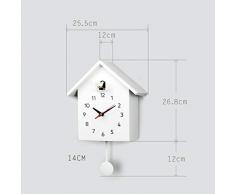 RCHL Wanduhr Einfache Kuckucksuhr Moderne Vogeluhr Mit Pendel Geringer Energieverbrauch Und Langzeitgebrauch Multi Szenario Anwendung,Weiß