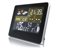 CSL - Funk Wetterstation mit Farbdisplay - inkl. Außensensor - DCF Empfangssignal Funkuhr - Innen- und Außentemperatur Wettervorhersage-Piktogramm UVM. - LCD-Display