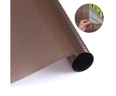 LC&TEAM Fensterfolie Spiegelfolie Verdicken Selbsthaftend statischer Sichtschutzfolie Sonnenschutzfolie für Fenster Folie für Haus, Büro 75 x 300 cm Kariert Muster Braun