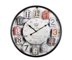 Tosbess Wanduhr Vintage Lautlos Metall Durchmesser 50cm Wanduhr ohne Tickgeräusche