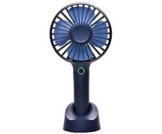 QINUKER Handventilator Batteriebetrieben Mini Tragbar Wiederaufladbar Ventilator USB Klein Lüfter Fan Leise Elektrisch 2500mAh Batterie 4 Modus für Kinder Schlafzimmer Büro Reisen Camping Blau