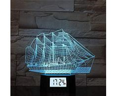 Nachtlicht Illusion Light 3D 7 Farbverlauf Led-Leuchten Schiffsuhr Kreative Tischlampe Nachttischlampe
