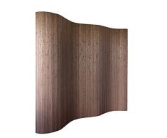 Homestyle4u 301, Raumteiler Bambus, Wellenform Rollbar, Dunkelbraun Matt, BxH 250x200 cm