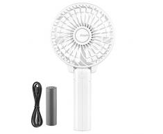 EasyAcc Handventilator Tragbarer Mini Lüfter Elektrischer USB Ventilator mit 2600mAh LG Aufladbarem Batterie Faltbar Kompatibel mit Laptop Multi Port Steckdose für Reisen und Zuhause - Weiß