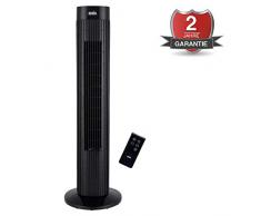 ANSIO Oszillierender Turmventilator mit Fernsteuerung- Säulenventilator - 75CM Standventilator - Ventilator - 3-stufigem Windmodus mit 3 Drehzahlen und langem Kabel(1,75m) Schwarz-2 Jahre Garantie