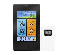 CHYE Innenwetterstation Außen, Digital-Wetterstation Mit Großen LCD-Farbbildschirm Digital Display Feuchtemessung/Monat Anzeige/Wettervorhersage/Kalender