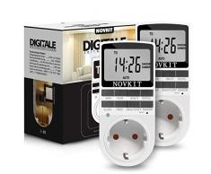 2x NOVKIT Digitale Zeitschaltuhr Steckdose mit 10 konfigurierbaren Schaltprogramme und einbruchsicheren Zufallsfunktion (16A / 3680W)