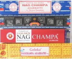 Räucherstäbchen NAG CHAMPA 4er-Set - Satya, Goloka, Superhit, Gold