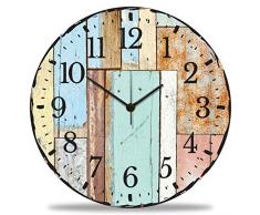 GRAVURZEILE Wanduhr aus Holz Luv Vintage Design - 100% Lautlos kein Ticken absolut geräuschlos - 30 cm Ø - Design Wanduhren für Wohnzimmer Schlafzimmer & Küche