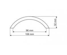 Möbelgriff Schrankgriff Küchengriff in Chrom glänzend, Lochabstand 96mm