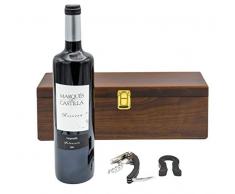 Geschenkset Weinset in Holzkiste mit 1 Flasche Marques de Castilla Reserva, 1er Pack (1 x 750 ml)