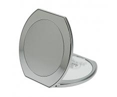Taschen-Spiegel Silber mit 10-fach Vergrößerung. Kosmetex, Ø10.5cm, Taschen Kosmetik-Spiegel
