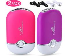 Mudder 2 Stücke Wimpern Trockner Ventilator Tragbar Mini Ventilator USB Klimaanlage Gebläse Mini Klimaanlage Ventilator Mini Trockner Ventilator Werkzeug für Wimpern Verlängerung (Lila und Rose Rot)