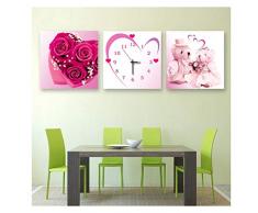 HTL Praktische Wandpendeluhr Digitale Muten Wanduhr, Stummschlafzimmer Wohnzimmer Küche Massivholz-Micro-Rahmen Nicht-Tick Dekorative Uhren Glas-Quarz-Taktgeber Wanduhr,20In * 20In