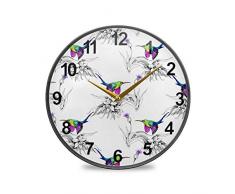 Mnsruu Badezimmer-Wanduhren Kolibri Dekorative Wanduhr tickt nicht lautlos Küchenuhr, mehrfarbig, 30,5 cm (12 Zoll)
