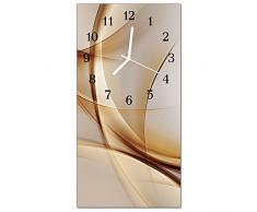 DekoGlas Glasuhr Abstrakt Beige Uhr aus Acrylglas, eckig große Motiv Wanduhr 30x60 cm, lautlos für Wohnzimmer & Küche