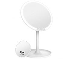 EASEHOLD Kosmetikspiegel mit Beleuchtung 1/10 Fach Vergrößsung und Akku Schminkspiegel mit 3 Beleuchtungseinstellungen Licht Make Up Spiegel Via Touch-Screen und 90° Schwenkbar