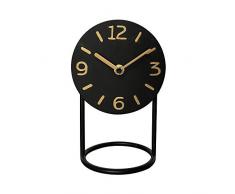 NIKKY HOME Leise Eisen Tischuhr mit Sockel Kein Ticken für Wohnzimmer Schlafzimmer Heimtextilien 13 x 11 x 20 cm Schwarz