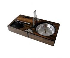Monsiter Holz Zigarre Aschenbecher Set mit Zigarrenschneider Faltbarer Aschenbecher