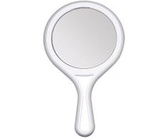 Kosmetex Handspiegel mit 5-fach und 2-fach Vergrößerung, 2 Spiegel-Flächen, Kosmetik-Spiegel 27cm Ø 12.5