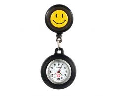 LANCARDO Uhren, Silikon Krankenschwester Armbanduhr FOB-Uhr Damen Lächeln Digitale Analog Revers Stretch verstellbar Länge Taschenuhr (schwarz)