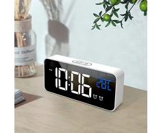 trounistro Digitaler Wecker, LED Digital Wecker Reisewecker Tischuhr Alarmwecker mit 2 Alarmen/Snooze/4 Helligkeit/Temperatur Anzeige/13 Alarmtöne, für Schlafzimmer, Büro & Reise (Weiß)