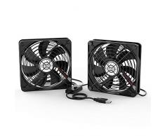 ELUTENG USB Ventilator, Doppel PC Lüfter mit 3 Einstellbare Geschwindigkeiten 5V Lüfter USB,be Quiet gehäuselüfter 2 In 1 Compatibel für PS4/Laptop/TV Box/AV Schrank/Router 12cm MEHRWEG