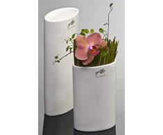 Porzellanvase OVAL Vase Porzellan Blumenvase Tischvase weiß 14 cm