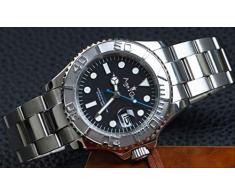 VODRICH Herren Automatik Mechanische Uhr Roségold Kaffee Edelstahl Yacht Uhren Saphir ETA 2813 Armband 40mm Schwarz