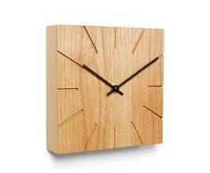 Natuhr Funkuhr Wanduhr Tischuhr Holz - Beam - geräuscharm Massivholz modern Design 17 x 17 cm (Eiche geölt Schwarze Zeiger, Funkuhrwerk)