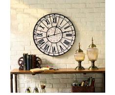 Luanchengnuanxing Antike Eisen römische Digitale Wohnzimmer Stummschaltuhr kreative Retro-Uhren, weiße Nostalgie Uhr Nudeln, Zeigen die Kunst.Durchmesser 60 cm. Schön