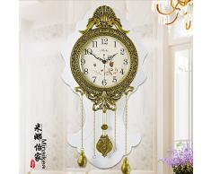 Die Europäische Antike Königin Mode Pastorale Einfachheit Mute Stummschalten, Kreative Wohnzimmer Wecker Tischuhr Pendel,20 Zoll,Die Neue 866-Weiß