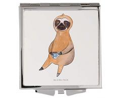 Mr. & Mrs. Panda Silber, Handtasche, Handtaschenspiegel quadratisch Faultier Kaffee - Farbe Weiß