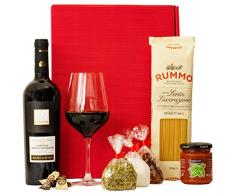 Geschenkset Rom | Italien Geschenkkorb mit Wein & italienischen Spezialitäten | Italienischer Präsentkorb gefüllt mit Rotwein und Delikatessen | Feinkost Geschenkbox für Frauen & Männer