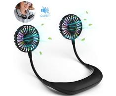 Mini Ventilator, Hände frei um den Hals hängen Tragbar Nackenventilator LED-Licht, Starker Luftstrom Leiser Betrieb USB wiederaufladbar Batterie Tragbarer Mini Ventilator Klein 3 Geschwindigkeiten