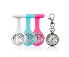 EKdirect 4 Stück Silikon und Metall Schwesternuhren Krankenschwesteruhr