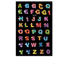 AllRing 10 Blatt Sticker Bogen für Kinder & Babies Stickeralbum im Kinderzimmer & an der Wand, mehr als Sticker: Tiere, Smileys, Autos, Buchstaben, Sterne und mehr (Englisches Alphabet 2)