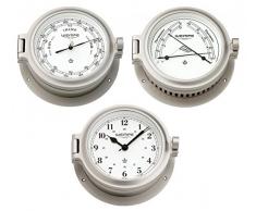 Wempe Serie Cup Nickel Ø 140mm - Yachtuhr mit arabischen Ziffern, Barometer und Comfortmeter