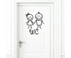 Wandtattoo Loft "WC Aufkleber" Mann und Frau in SCHWARZ Türaufkleber Badezimmer Toilette Türschild Sticker