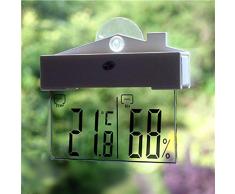 KAR LCD Digital Transparent Anzeige Thermometer Aräometer Fenster-Saugschalen-Innen Außen-Wetterstation Thermometer
