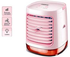 PARTAS Tragbare Silent-Ventilation Mini Klimaanlage Ventilator, Haushaltsluftkühler, USB Luftkühler, Desktop-Luftbefeuchter, Schnellkühlung mit Licht (Color : Pink)