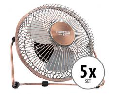 5x Stagecaptain TV-60U PolarPower 6 Tischventilator - Mini Ventilator Ideal für Schreibtische - 6 großer Lüfter - Stufenlos neigbar - An USB, PC, Powerbank und Steckdose zu betreiben - Kupfer