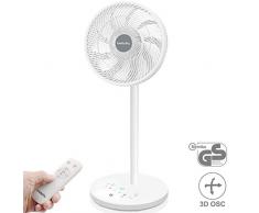 DC Motor Standventilator - Ventilator Leise 20dB 3D Oszillierend mit Fernbedienung/Höhe 92cm/6,8m/s/Durchmesser 34cm/9 Blätter/80% Energie Sparen/Turbo Luftzirkulator Raumventilator
